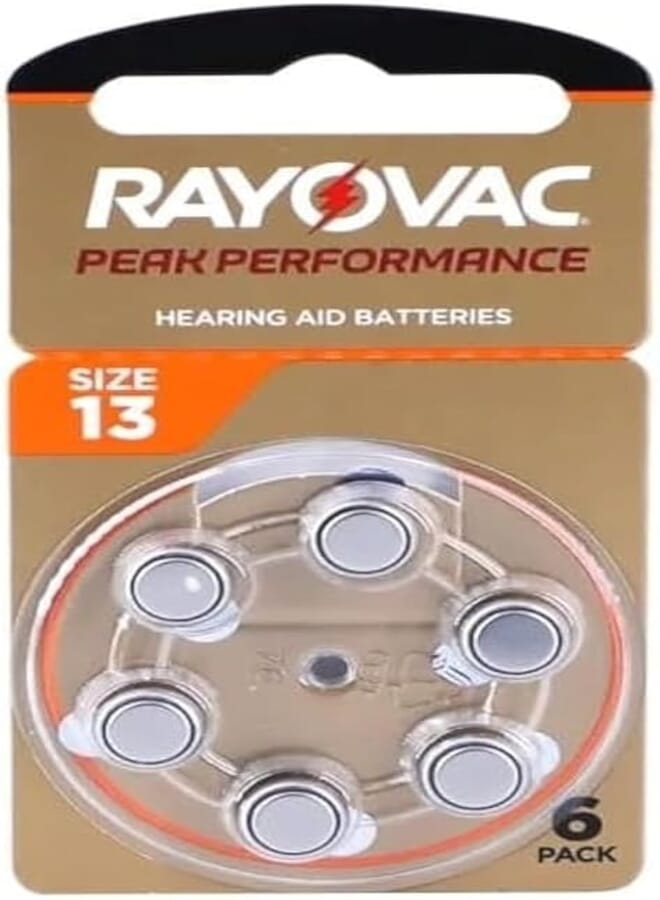 Rayovac Peak Performance Hearing Aid Batteries - 6 Pack, Size 13